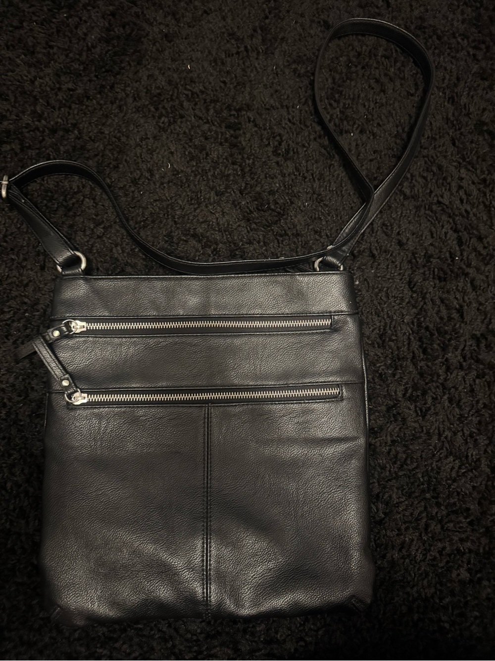 Merona Black Crossbody Bag with Red Logo Tag